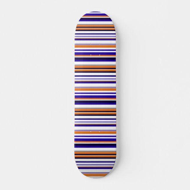 Skateboard Belles rayures bleues orange (Devant)