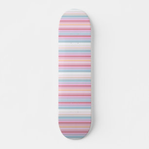 Skateboard Belles rayures roses blanches