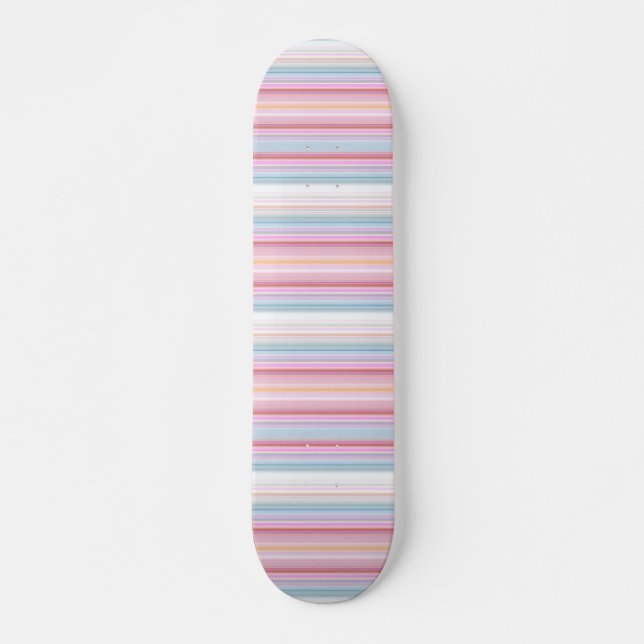 Skateboard Belles rayures roses blanches (Devant)