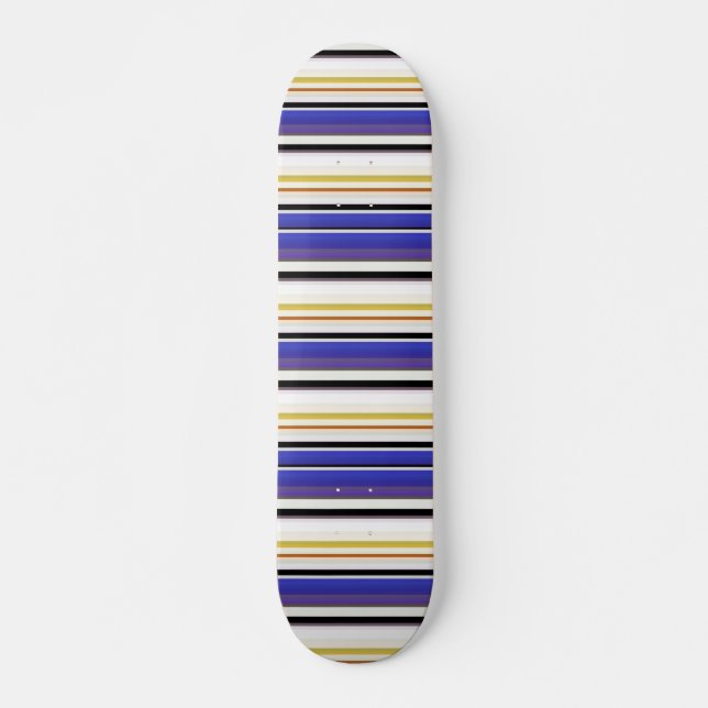 Skateboard Belles rayures violettes blanches (Devant)