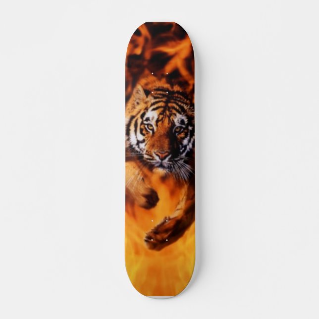 Skateboard Bengale-Tigre-Sauter-Flammes (Devant)