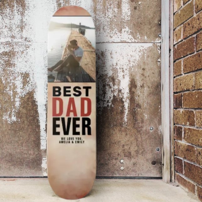 Skateboard Best Dad Ever Watercolor Father`s Day Photo (Créateur téléchargé)