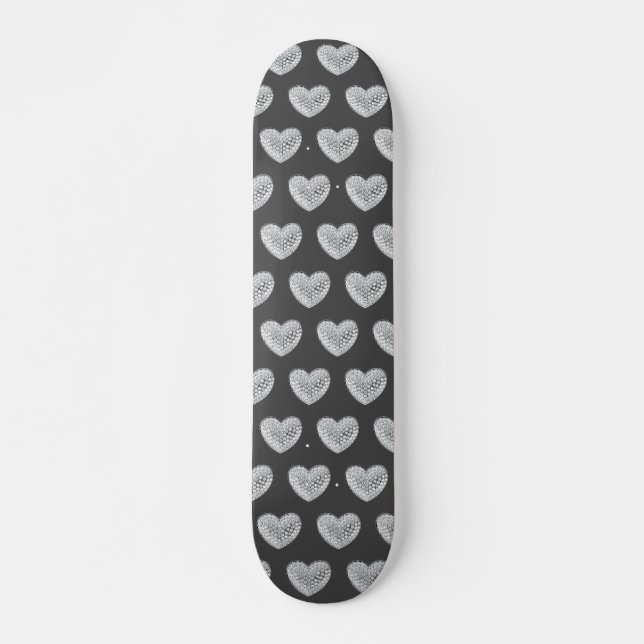 Skateboard Bg gris coeur diamant (Devant)