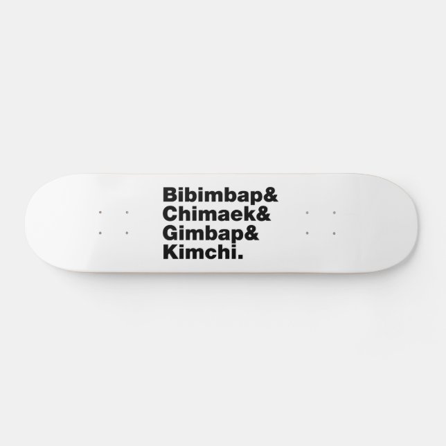Skateboard Bibimbap & Chimaek & Gimbap & Kimchi. Aliments cor (Horz)