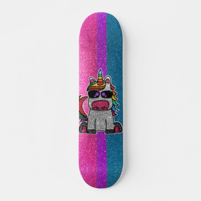 Skateboard Bisexual Pride Parties scintillant Rainbow Unicorn (Devant)