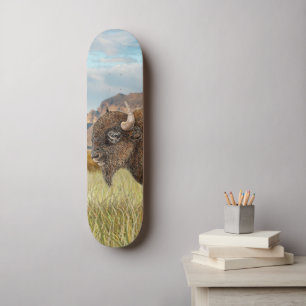 Skateboard Bison Buffalo Art