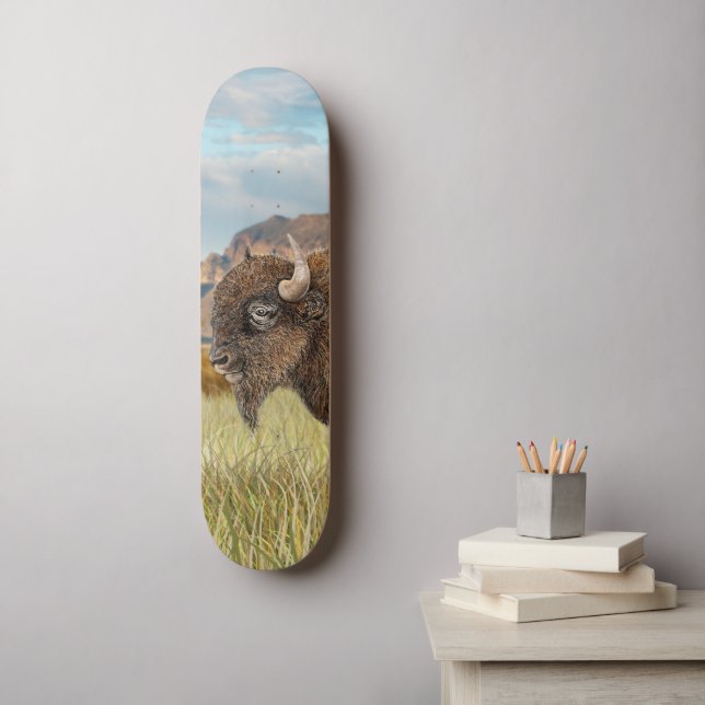 Skateboard Bison Buffalo Art (Art mural)