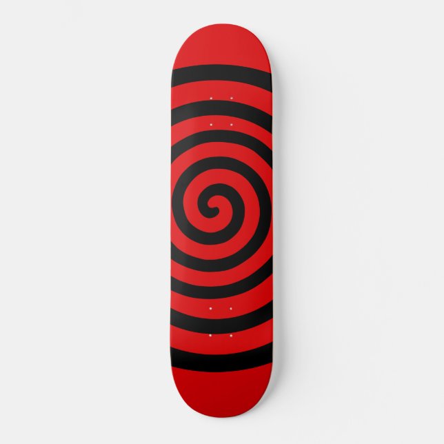 Skateboard Black Abstract Spiral Circle on Red (Recto)