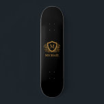 Skateboard Black and Gold Personalized Stylish Monogram Name<br><div class="desc">Black and Gold Personalized Stylish Monogram Name. For further customization,  please click the "Customize it" button and use our design tool to modify this template.</div>