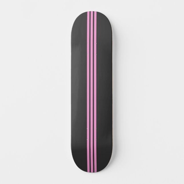 Skateboard Black and Pink Striped Skate Deck (Recto)