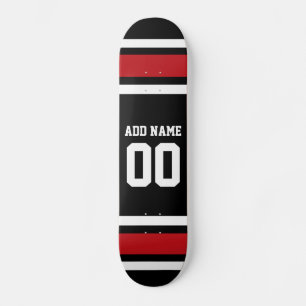 Skateboard Black and Red Sports Jersey Nom personnalisé Numér