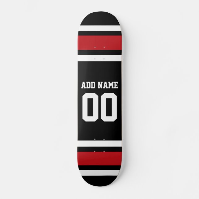 Skateboard Black and Red Sports Jersey Nom personnalisé Numér (Recto)