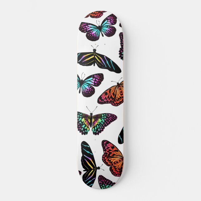 Skateboard Black Colorful Butterflies (Recto)