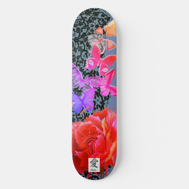SKATEBOARD BLACK LACE BUTTERFLY ET ROSE (Recto)