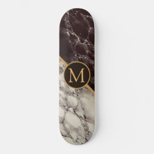 Skateboard Black & Marbre blanc Stone tendance - Ajouter votr