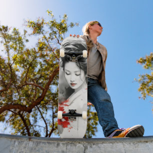 Skateboard Black Red Geisha