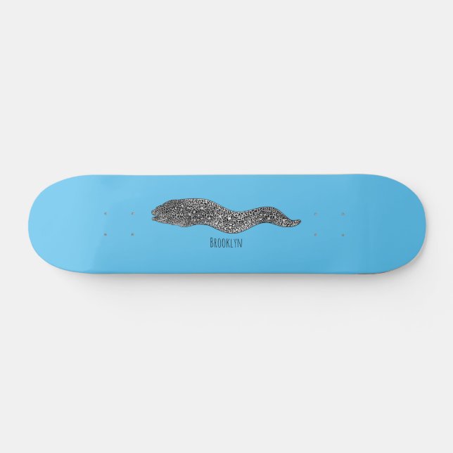 Skateboard Black spotted moray eel cartoon (Horz)
