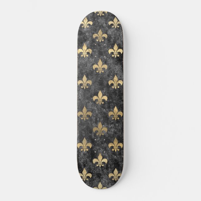 Skateboard Black Velvet Fleur de Lis Mardi gras d'Orleans (Recto)