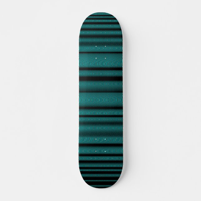 Skateboard Black Wavy Lines - Sur Cyan (Devant)