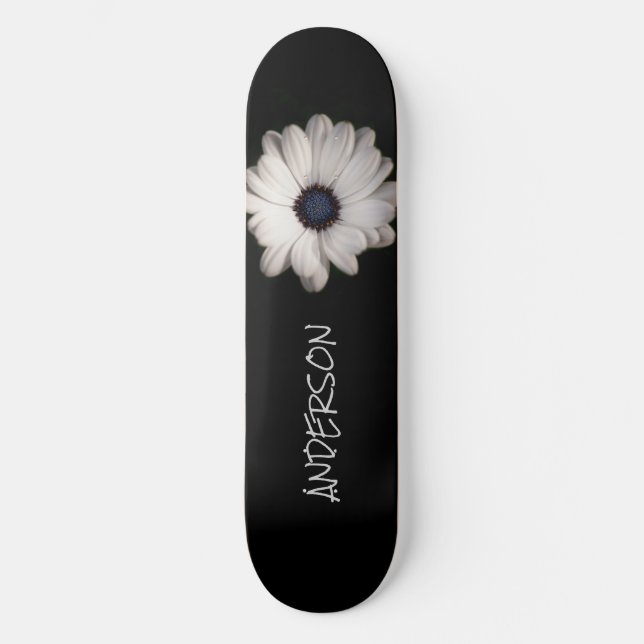 Skateboard Black White Fleur marguerite (Recto)