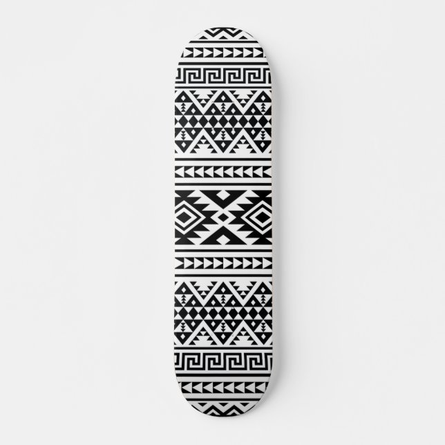 Skateboard Black White Geometric Tribal Pattern Aztec Boho (Devant)