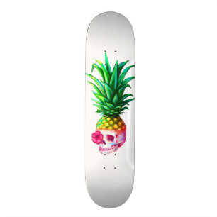 Skateboard Blanc de panneau de crâne d'ananas