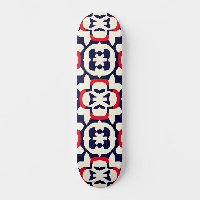 Skateboard Blanc rouge et bleu de luxe (Recto)