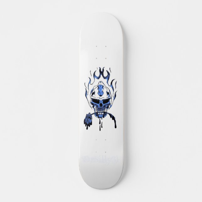 skateboard bleu (Devant)