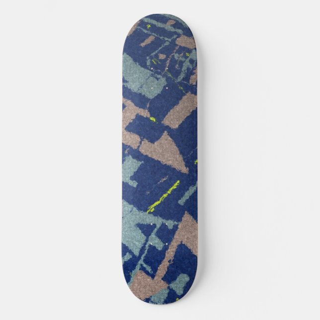 Skateboard Bleu à section dorée (Recto)
