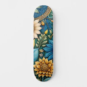 Skateboard Bleu Abstrait Tournesol Design Large Street