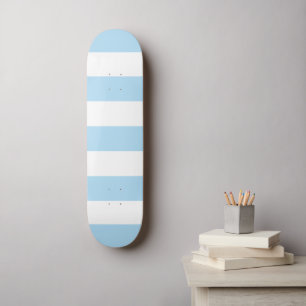 Skateboard Bleu, Blancs, Motif rayé