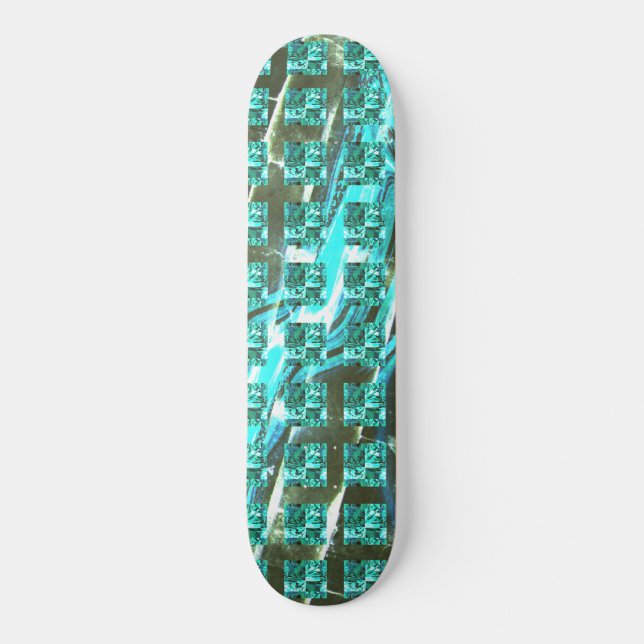 Skateboard Bleu clair brillant, carrés ou image à l'intérieur (Recto)