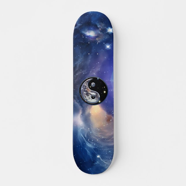 Skateboard Bleu cosmique Yin Yang (Devant)