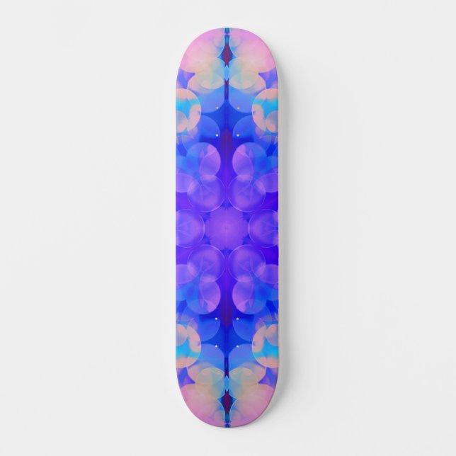 Skateboard Bleu et rose Gradient Pastel Bubble Art (Recto)