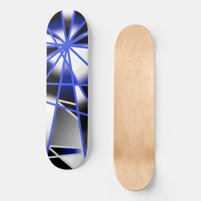 Skateboard Bleu Gradient Couleur Remplir Mécanique Dessin Mos (Recto)