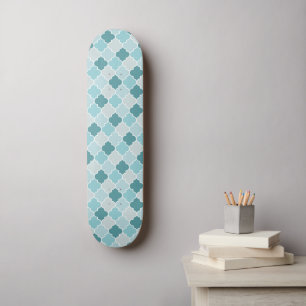 Skateboard Bleu Marocain Trellis, Lattes, Quatrefoil