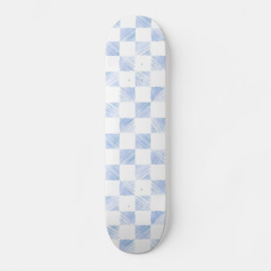 Skateboard Bleu moderne touches À damiers Motif blanc