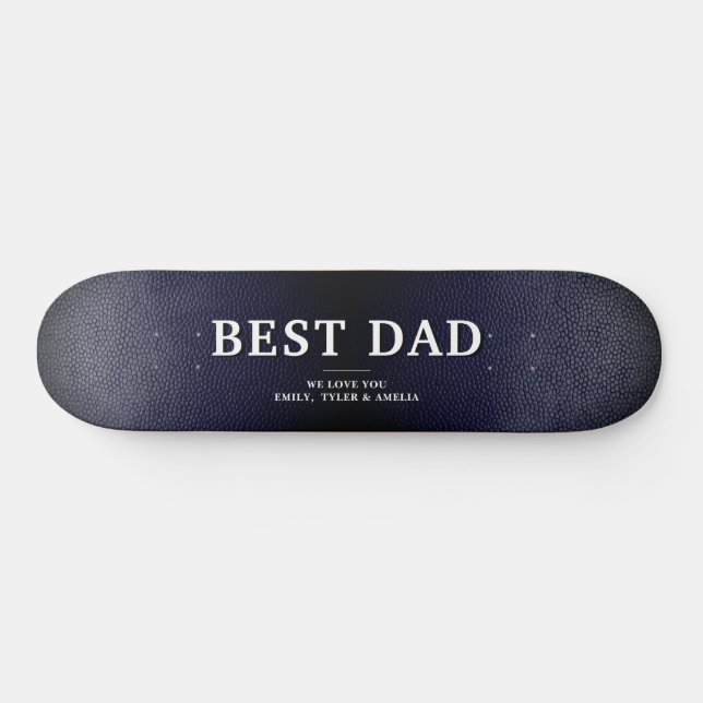Skateboard Bleu noir cuir meilleur papa fête du Père (Horz)