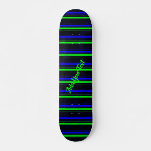 Skateboard Bleu Noir Grandes Vertes