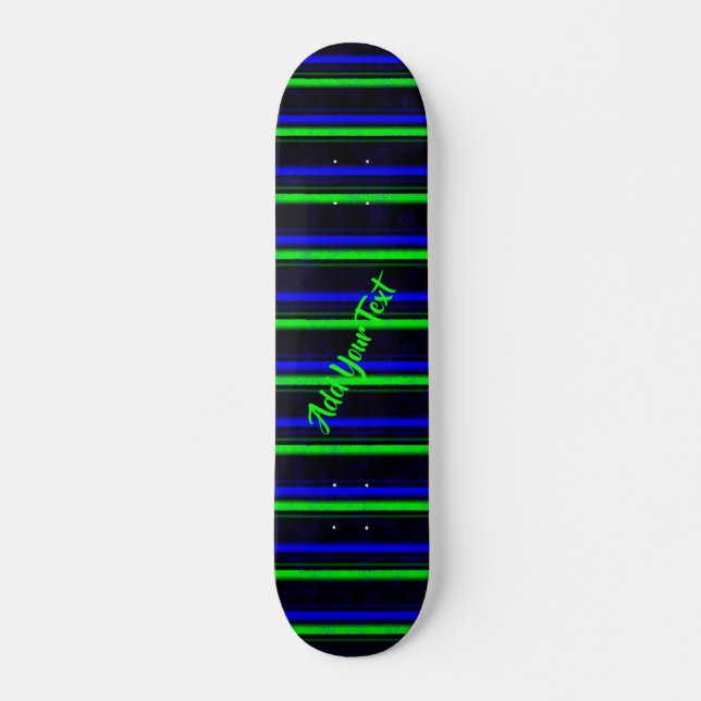 Skateboard Bleu Noir Grandes Vertes (Devant)