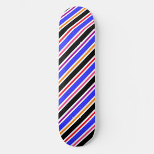 Skateboard Bleu Noir Multicolore Couleurs Rayures