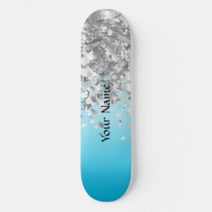 Skateboard Bleu pâle et fausse parties scintillant