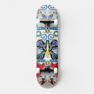 Skateboard Bleu papillons Insects tourbillons rétro pies cool