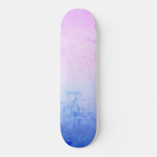 Skateboard Bleu rose pastel Marbre Ombre Lavender