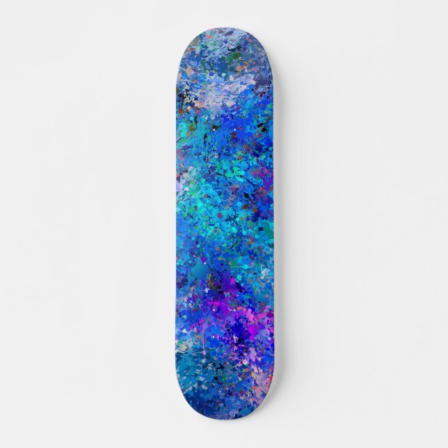 Skateboard Bleu rose Turquoise gouttes Abstraction (Devant)