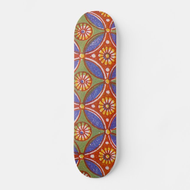 Skateboard Bleu rouge Rustique coloré Cercle Egypte Motif d'a (Recto)