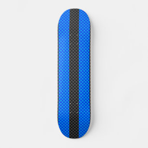 Skateboard Bleu Vibrant fibre de carbone style bandes de cour