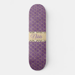 Skateboard Bling Diamant à huile violet et or