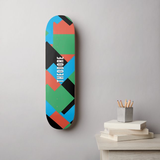 Skateboard Blocs Abstraits personnalisés Gamer Teenage Boy (Art mural)