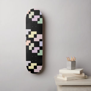 Skateboard Blocs géométriques pastel en noir